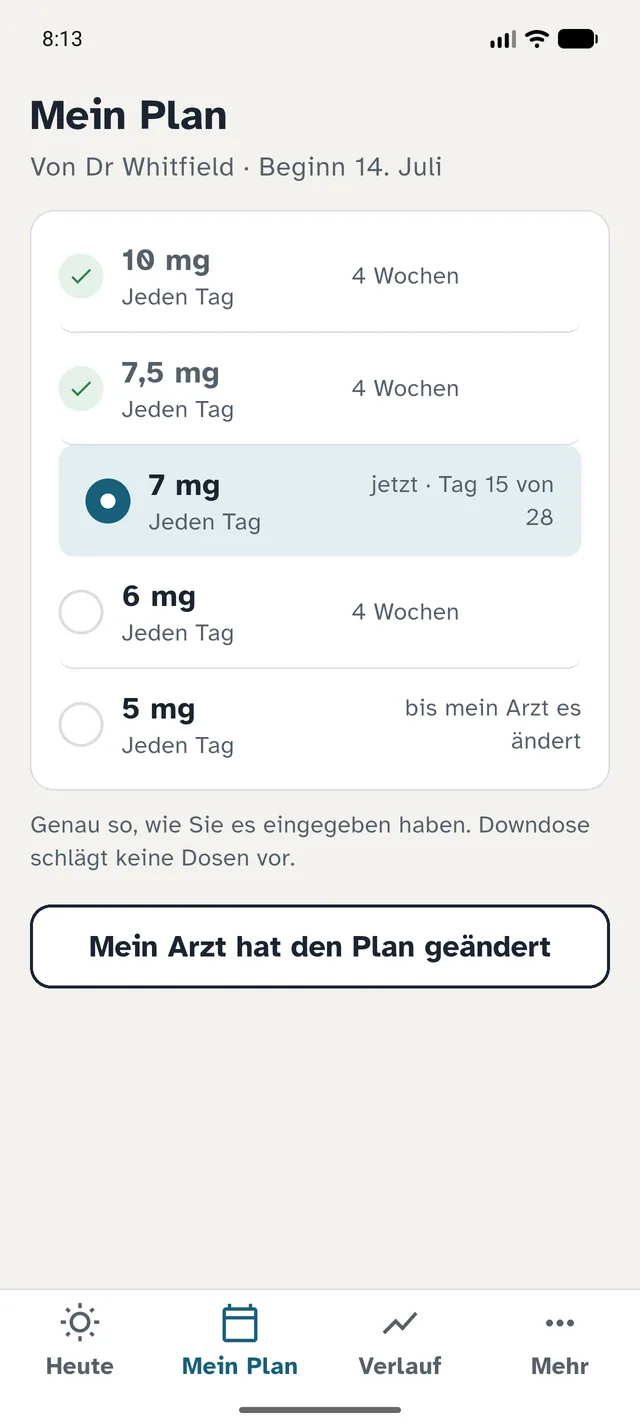 Geben Sie den Plan Ihres Arztes ein