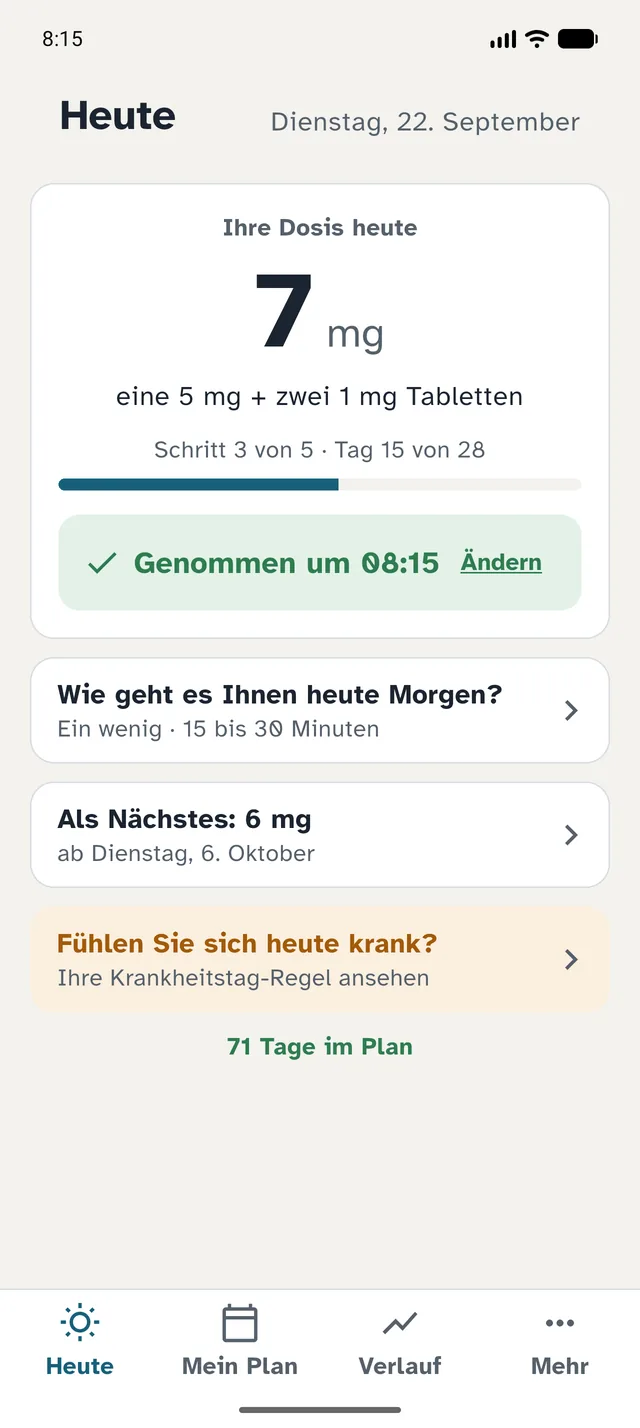 Jeden Morgen: ein Blick, ein Tippen