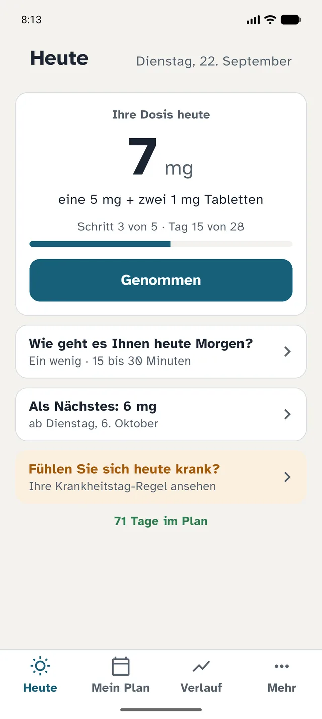 Jeden Morgen: ein Blick, ein Tippen