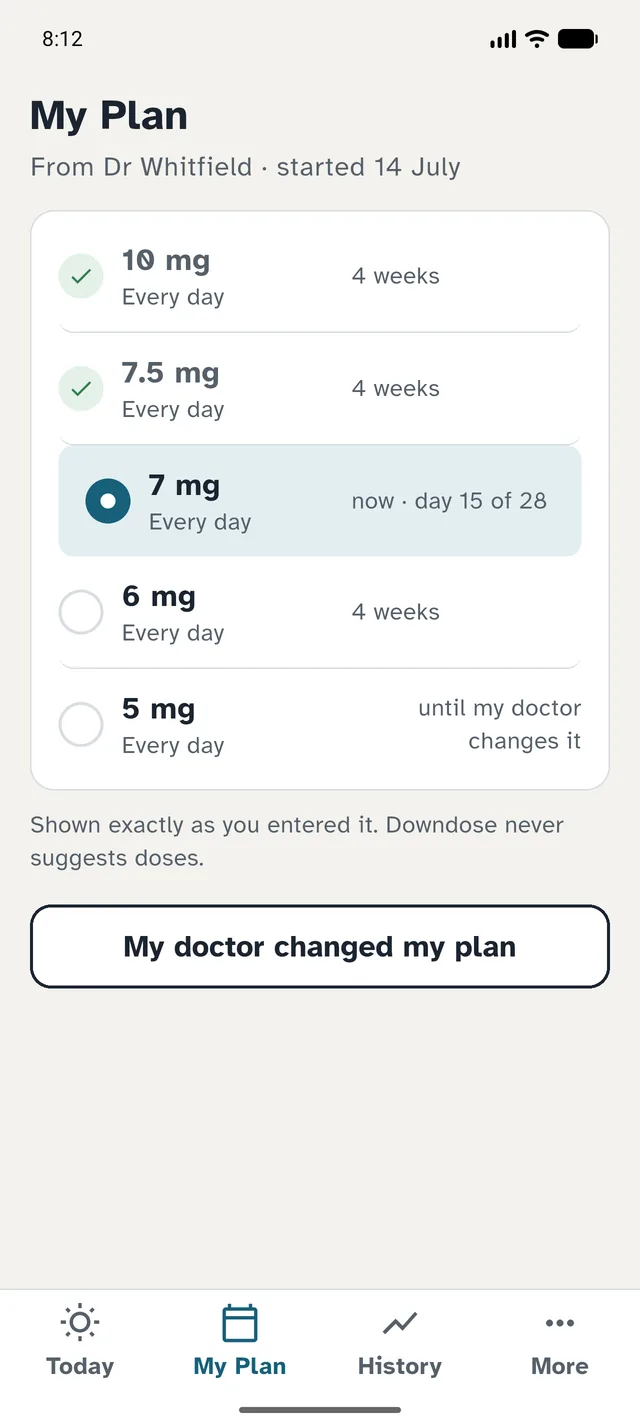 Enter the plan your doctor gave you